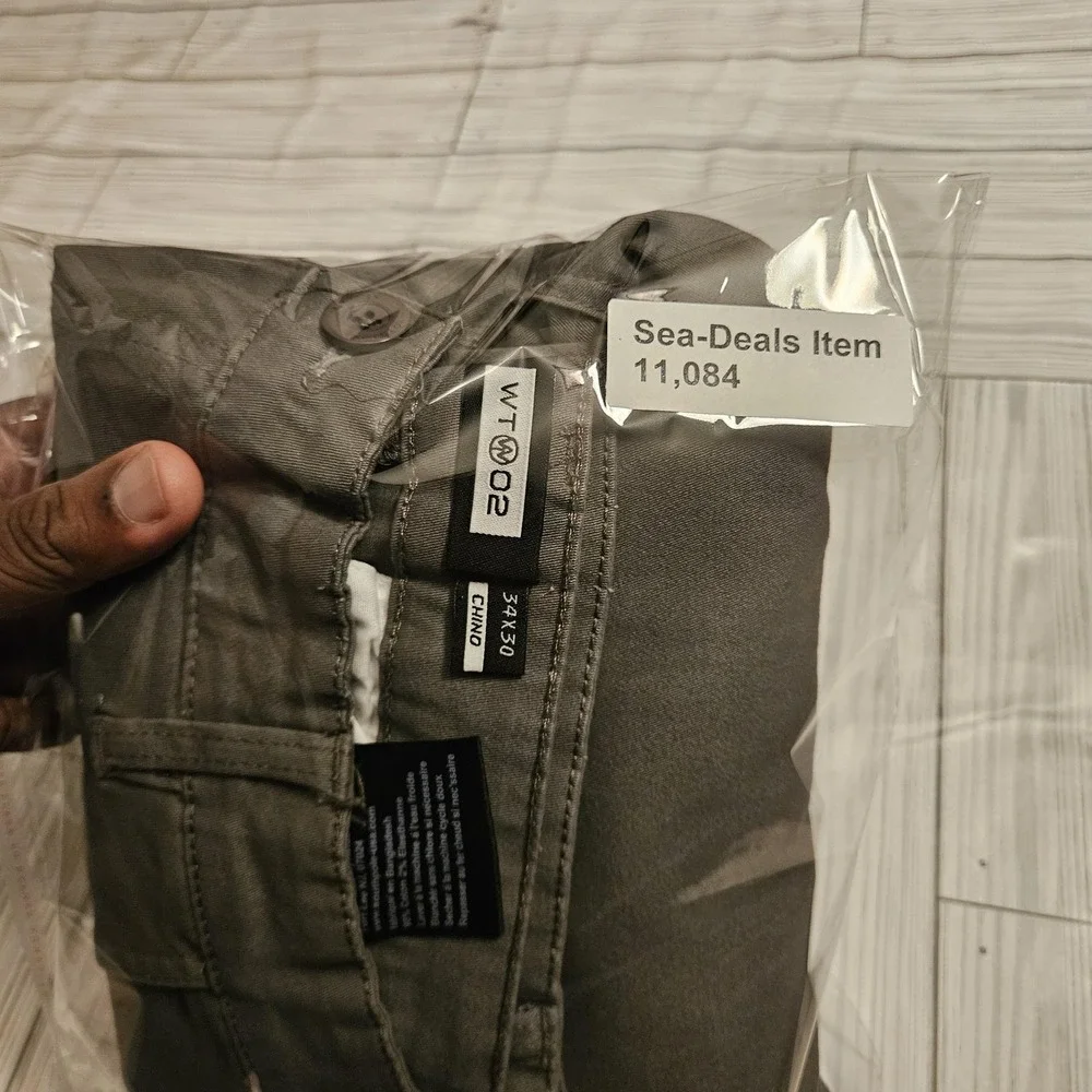 WT02 Chino Pants Mens 34x30‎ Gray Straight Leg Flat Front Twill Workwear Office